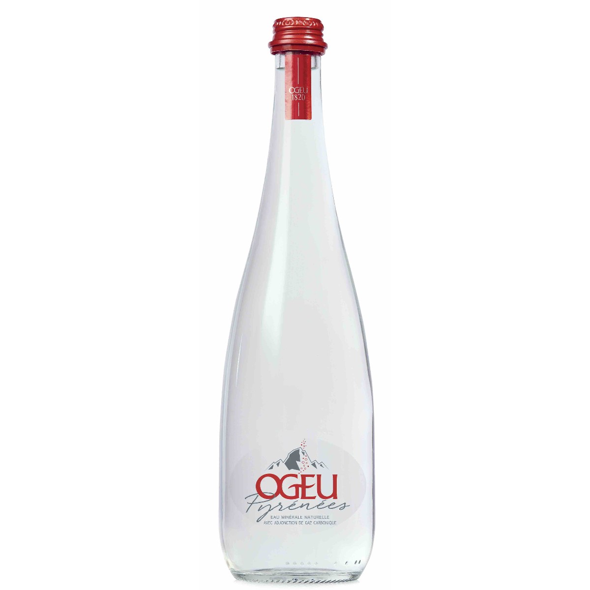 Sparkling Water Ogeu From Pyrenees 682   Mountain Glass Bottle Red Cap 12/750