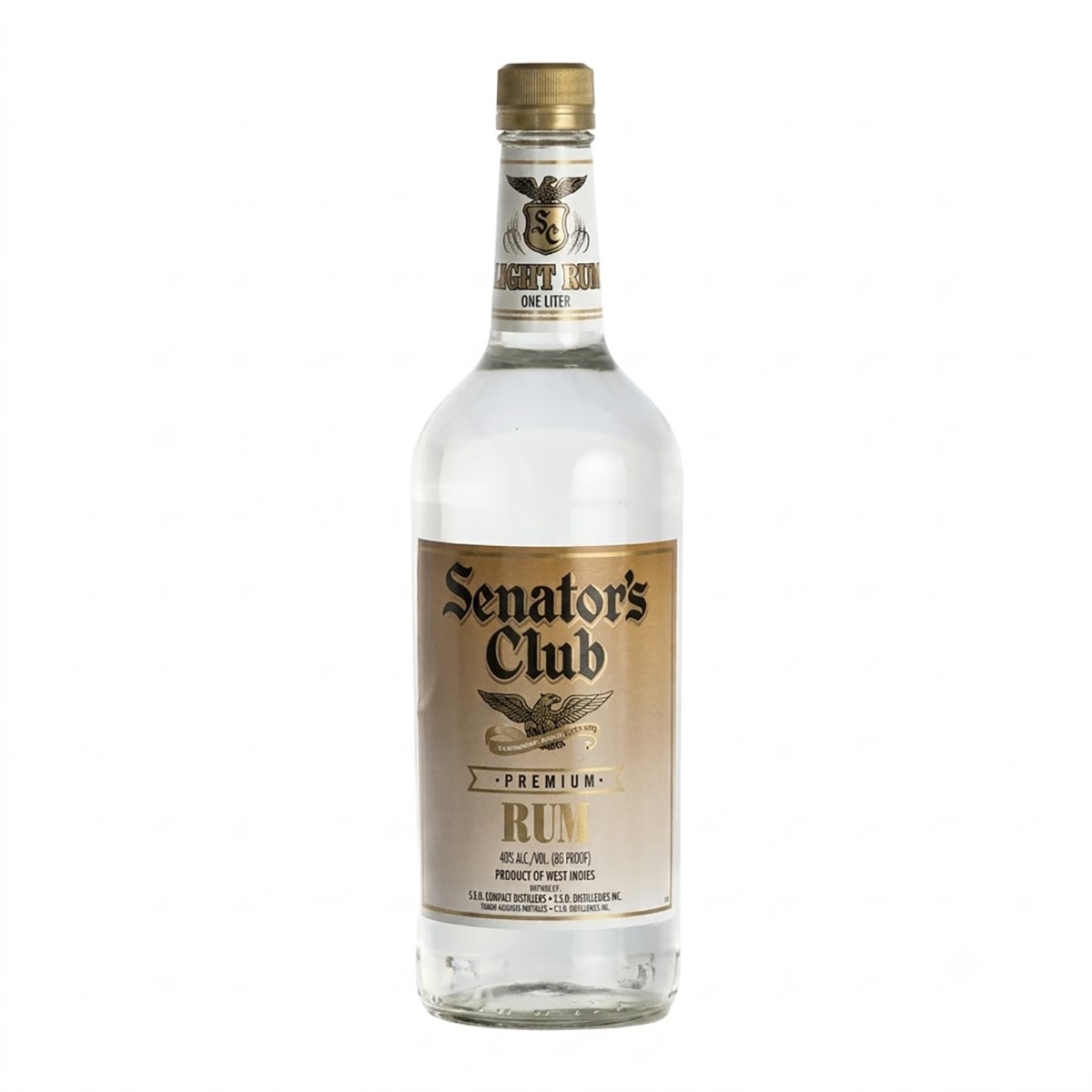 RUM WHITE  "Senators Club"  40% alcohol / 80 PROOF    12X1L